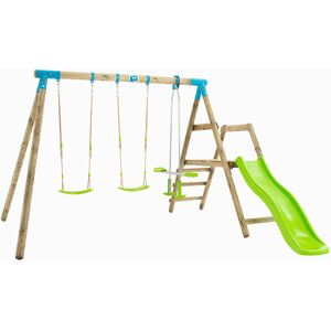 TP Toys Portique bois traité 3 balançoires + toboggan – 3,52 x 3,38 x 2,09 m - Publicité