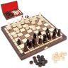 Jeu d échecs en bois - Echec Jeux d echec Chess Dame - Echiquier en Bois - 30,5 x 30,5 cm