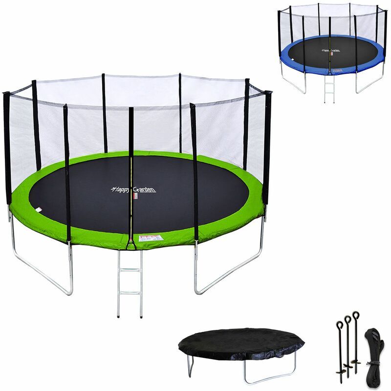 Happy Garden - Pack Premium Trampoline 430cm réversible vert / bleu