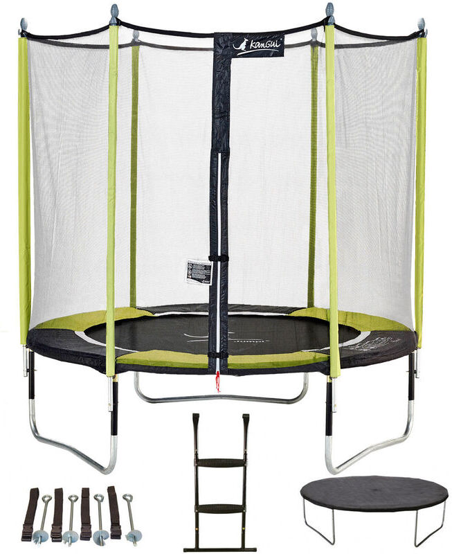 Kangui - Trampoline de jardin 244 cm + filet de sécurité + échelle +