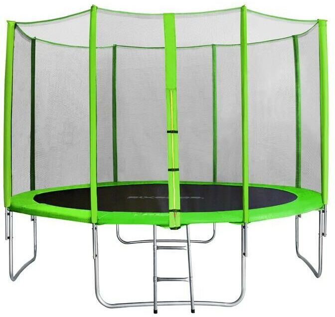 SIX Trampoline de jardin vert avec echelle et renforts MyJump 3,70 M