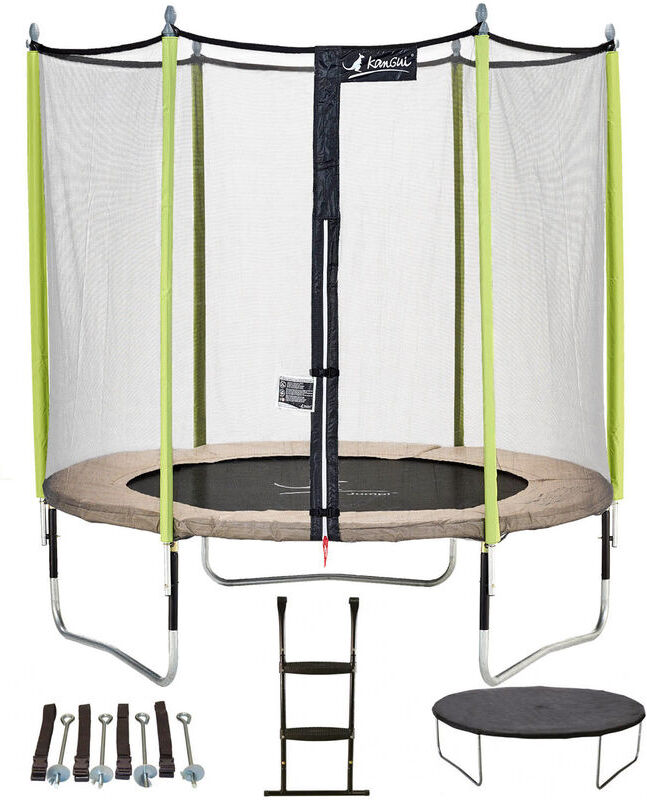 Kangui - Trampoline de jardin 244 cm + filet de sécurité + échelle +