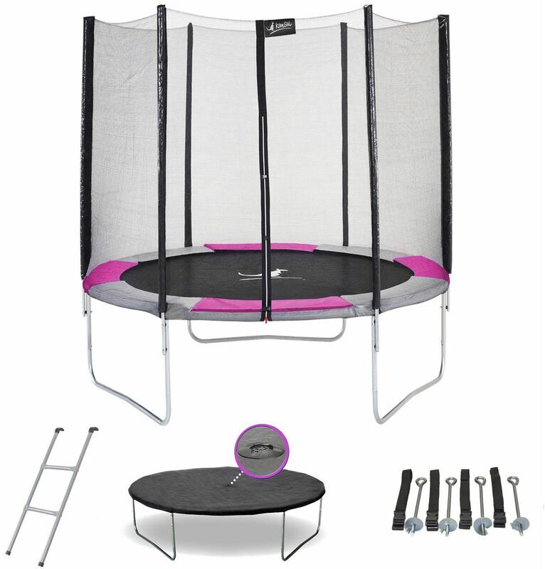 KANGUI Trampoline rond Ø250cm avec filet, échelle, bâche et kit d'ancrage