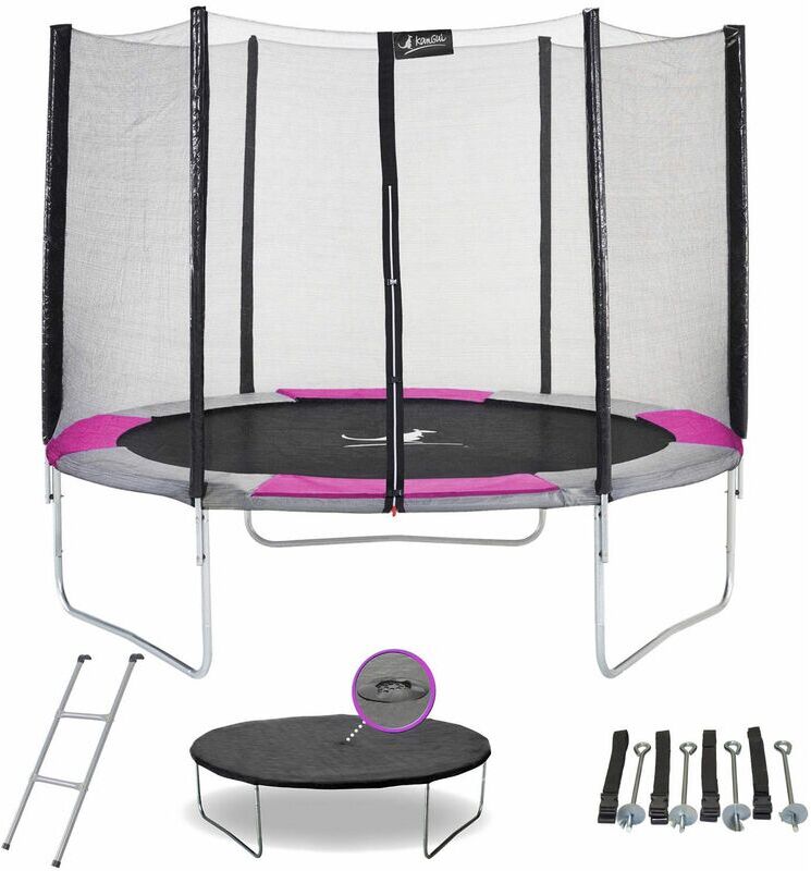 Kangui - Trampoline rond Ø300cm avec filet, échelle, bâche et kit