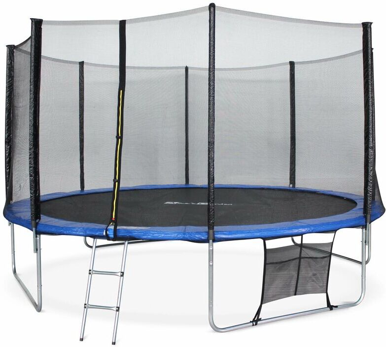 ALICE'S GARDEN Trampoline 430cm bleu avec filet de protection, échelle, bâche, filet