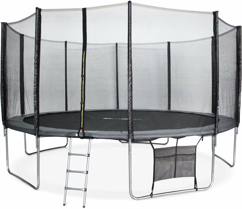 ALICE'S GARDEN Trampoline 460cm gris avec filet de protection, échelle, bâche, filet