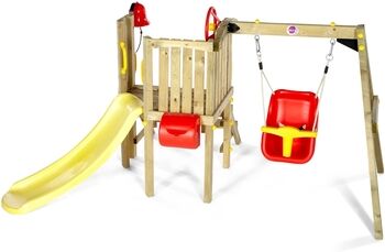 plum® Aire de jeu balançoire toboggan, bois