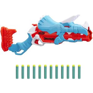 Nerf DinoSquad - Tricera-blast (blaster con alloggiamento per caricamento di 3 dardi, con supporto dardi e design dinosauro Triceratopo, include 12 dardi Elite)