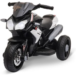 Homcom Moto Elettrica per Bambini 3-6 Anni Max. 25kg con Luci, Musica, Batteria 6V e Velocità 3km/h, Nera