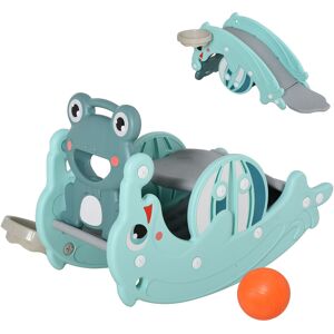 Homcom Cavallo a dondolo 3-in-1 per bambini,Scivolo Giocattolo  per bambini 3-5 anni, in HDPE, Verde Aosom.it