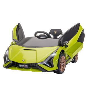 Homcom Macchina Elettrica Lamborghini per Bambini 12V con Telecomando,Fari e Musica,Velocità 3-8km/h, Età 3-5 Anni, 108x62x40cm, Verde