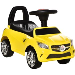 Homcom Macchina Cavalcabile Giocattolo per Bambini con Volante, Musiche e Fari, Età 18-36 Mesi, 63.5x28x36cm, Giallo