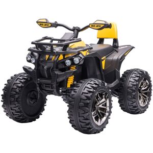 Homcom Quad per Bambini Elettrico 12V con Fari Funzionanti e Pedale, Batteria Ricaricabile, Età 3-5 Anni, 100x65x73cm, Giallo