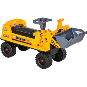 Homcom Ruspa Giocattolo con Volante, Escavatore Manuale e Vano Nascosto, Gioco Cavalcabile Bambini 2-3 Anni, 70x26x37cm, Giallo