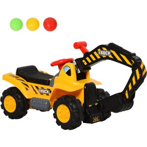 Homcom Escavatore Giocattolo per Bambini (max. 30 kg) con Braccio Mobile, Canestro e Palline Colorate, Giallo e Nero