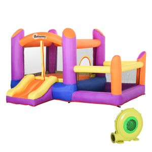 Outsunny Castello Gonfiabile Gioco per Bambini con Scivolo e Piscina per Giardino, Multicolor, 280x 250x170cm