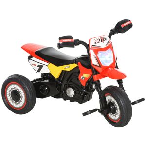 Homcom Triciclo per Bambini Stile Moto a Pedali con Luci e Suoni, 3 Ruote Larghe, Età 18-36 Mesi, 71x40x51cm, Rosso