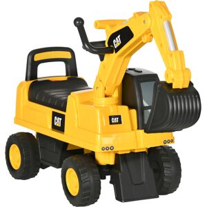 Homcom Ruspa Giocattolo CAT con Escavatore e Vano Contenitore, Gioco Cavalcabile per Bambini da 1-3 Anni Senza Batteria, Giallo