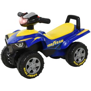 Homcom Quad per Bambini 1-1 anni con Vano contenitore,Luce Altoparlante,Mmusica licenza GOODYEAR in PP blu Aosom.it