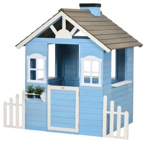 Outsunny Casetta per Bambini in Legno da Esterno, Età 3-7 Anni, 151x112.5x142cm, Blu