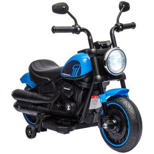 Homcom Moto Elettrica per Bambini 18-36 Mesi in PP e Metallo con Rotelle e Fanale, 76x42x57 cm, Blu e Nero