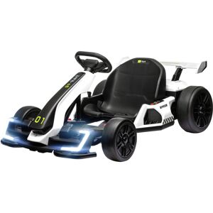 Homcom Go Kart Elettrico per Bambini 6-12 Anni 24V 12km/h con Seggiolino Regolabile, Bianco