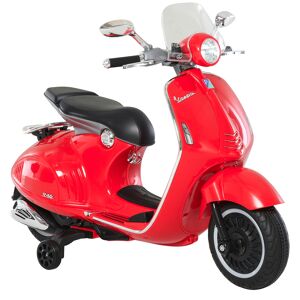 Homcom Moto Elettrica per Bambini con Licenza Ufficiale Vespa, 2 Rotelle, Luci e Suoni, 108x49x75 cm, Rossa