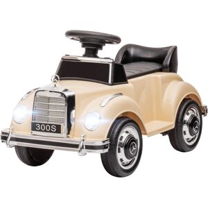 Homcom Macchina Elettrica per Bambini 18-48 Mesi Licenza Mercedes-Benz con Musica, Beige