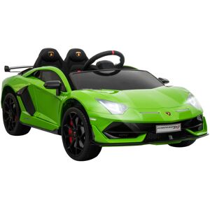 Homcom Macchina Elettrica per Bambini con Telecomando Marchio Lamborghini Aventador, Età 3-8 Anni, Verde