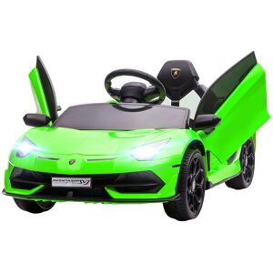 Homcom Macchina Elettrica per Bambini a 12V Licenza Lamborghini con Clacson e Telecomando, 107.5x63x42 cm, Verde