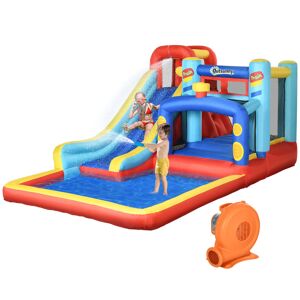 Outsunny Castello Gonfiabile per Bambini 3-8 Anni con Trampolino, Scivolo e Piscina, 435x245x200cm