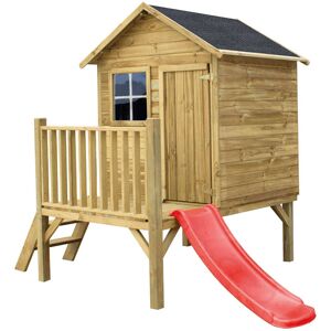 Milani Home Casetta per bambini da giardino per esterno in legno con scale e scivolo cm 174 Marrone 174 x 212 x 155 cm