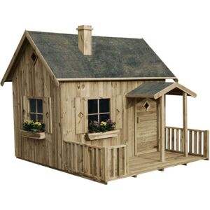 Milani Home Casetta per bambini da giardino per estero in legno cm 258 x 255 x 231 h Marrone 258 x 231 x 255 cm