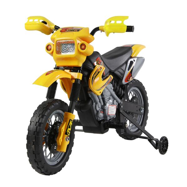 homcom moto cross elettrica per bambini con rotelle giallo