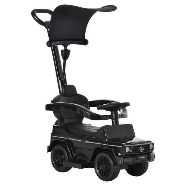 homcom macchina a spinta per bambini, macchina giocattolo cavalcabile, passeggino con tettuccio mercedes-benz g350 nero