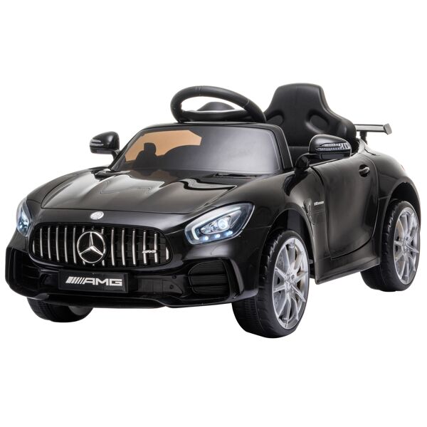 homcom macchinina elettrica mercedes benz per bambini con batteria 12v , velocità 3-5km/h, telecomando, luci e suoni, nera