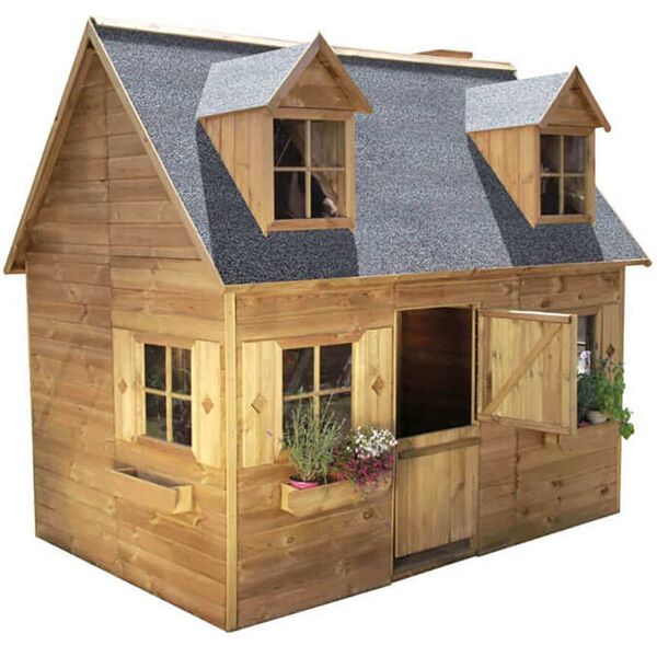 milani home casetta per bambini da giardino per esterno in legno cm 161 x 248 x 218 h marrone 161 x 218 x 248 cm