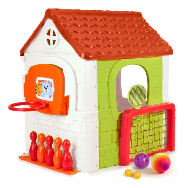 milani home multi activity - casetta per bambini da giardino per estero in plastica cm 142 multicolor 232 x 124 x 138 cm