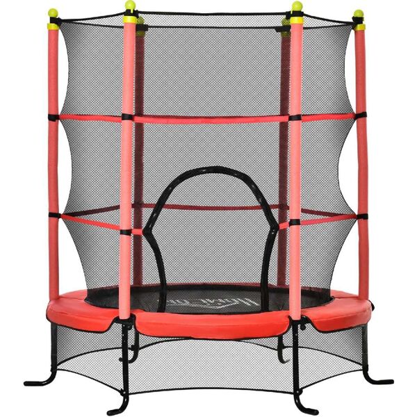 dechome 009v01rd342 tappeto elastico per bambini 3-6 anni con rete di sicurezza e pali imbottiti Ø163x163cm - 009v01rd342