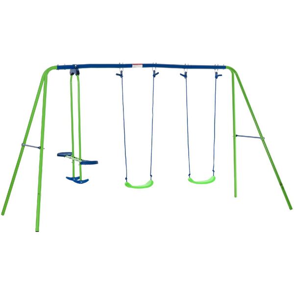 vivagarden 35/344 set altalene da giardino per bambini in metallo e pe blu verde - 35/344