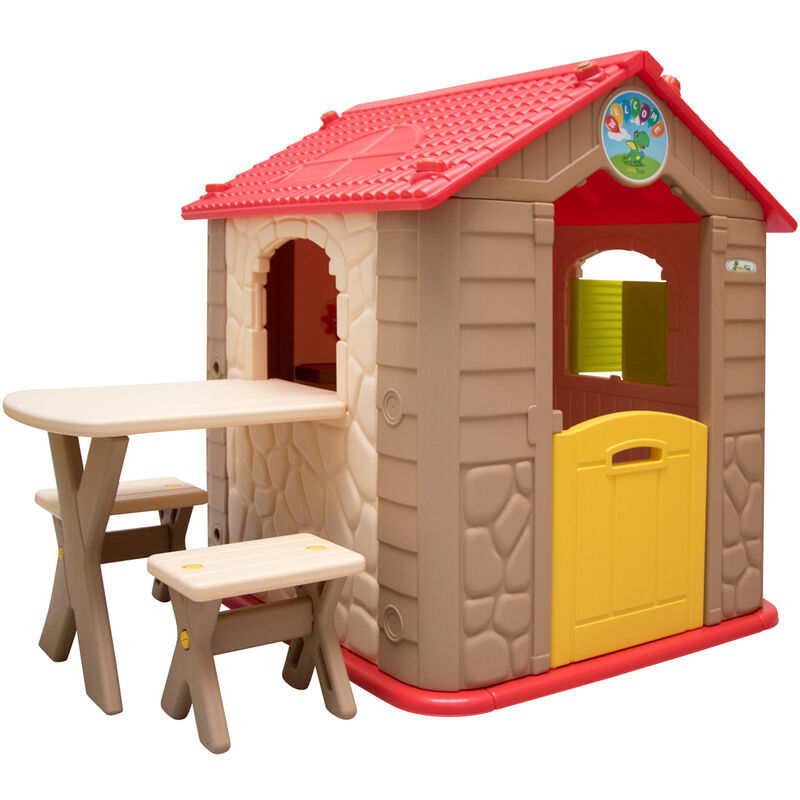 LITTLETOM Casetta gioco per bambini e bambine incl 1 tavolo 2 sgabelli casa di