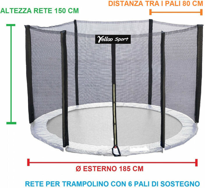 Yelloo - RETE DI SICUREZZA ESTERNA trampolino diametro 185 cm