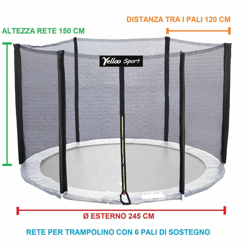 Yelloo - RETE DI SICUREZZA ESTERNA trampolino diametro 245 cm