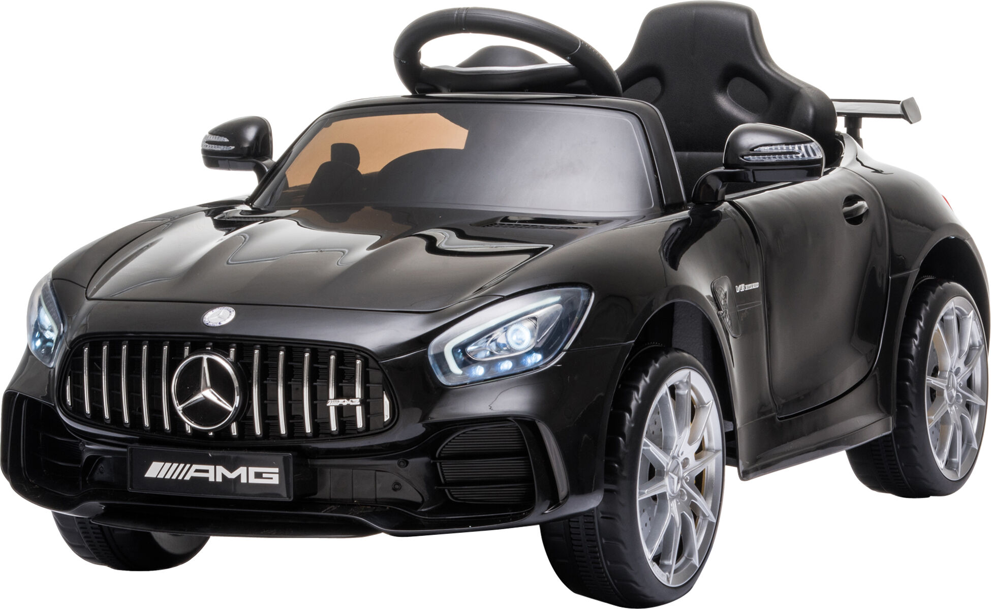 Homcom Macchinina Elettrica Mercedes Benz per Bambini con batteria 12V , Velocità 3-5km/h, Telecomando, Luci e Suoni, Nera