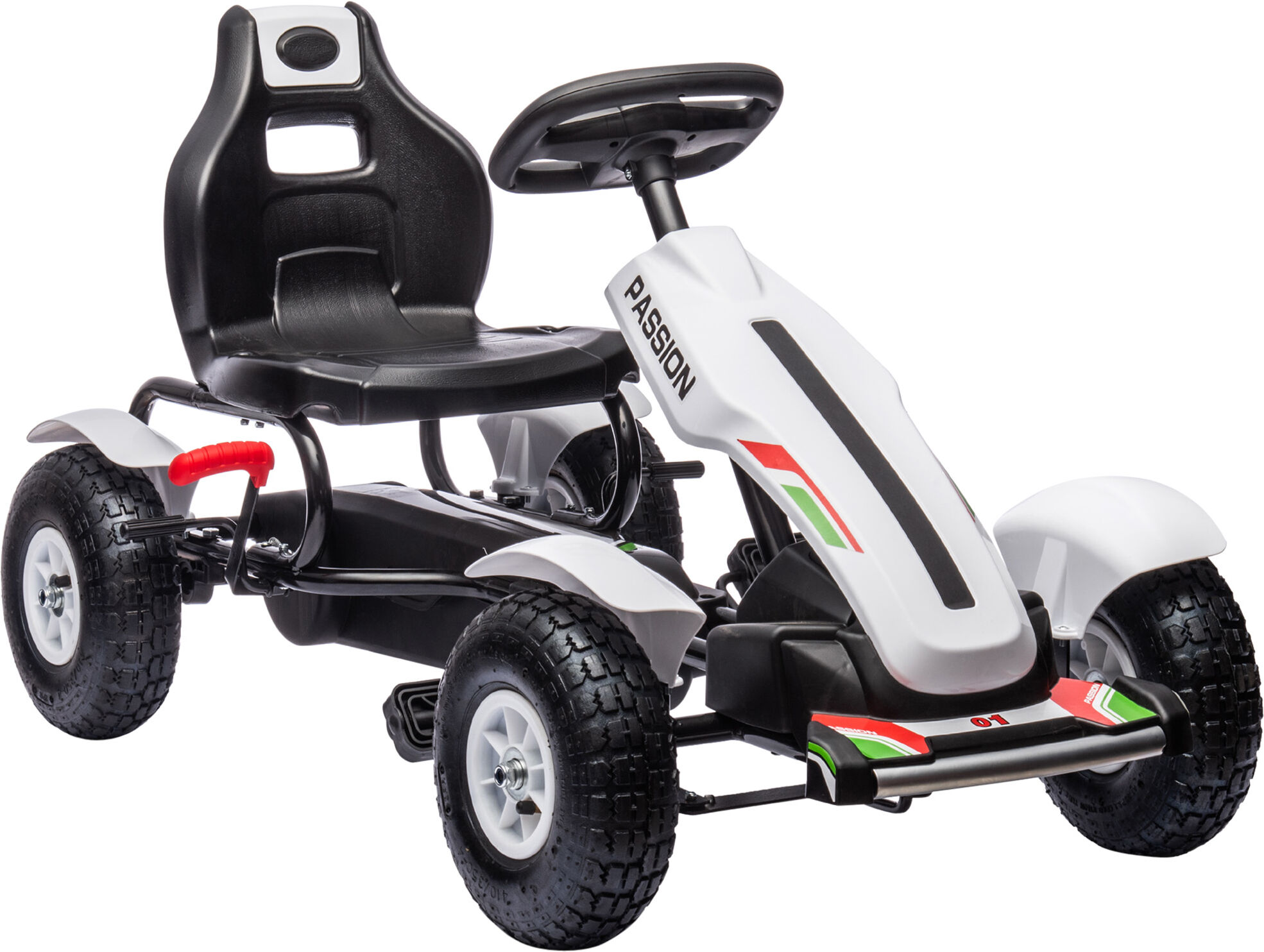 Homcom Go Kart a Pedali per Bambini 3+ Anni in Plastica e Metallo con Sedile Regolabile e Freno a Mano, 121x58x61 cm