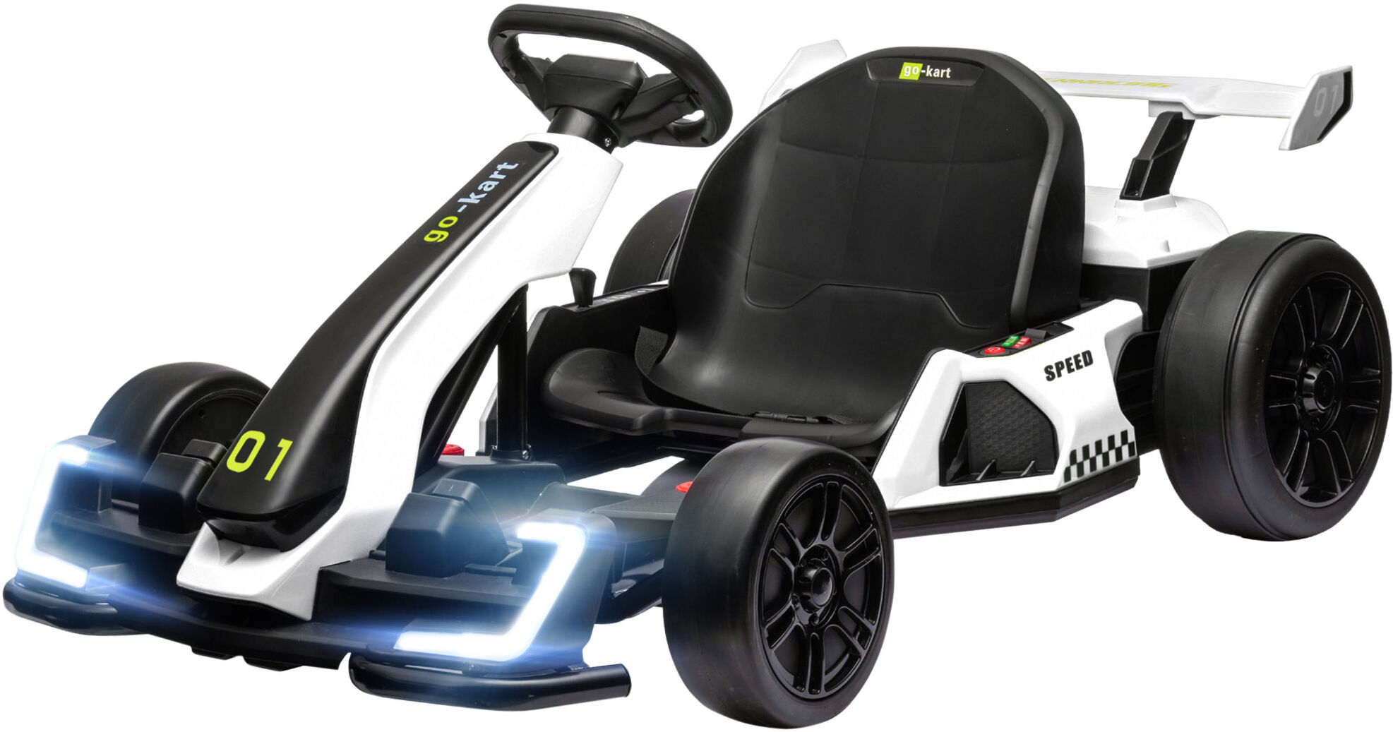 Homcom Go Kart Elettrico per Bambini 6-12 Anni 24V 12km/h con Seggiolino Regolabile, Bianco