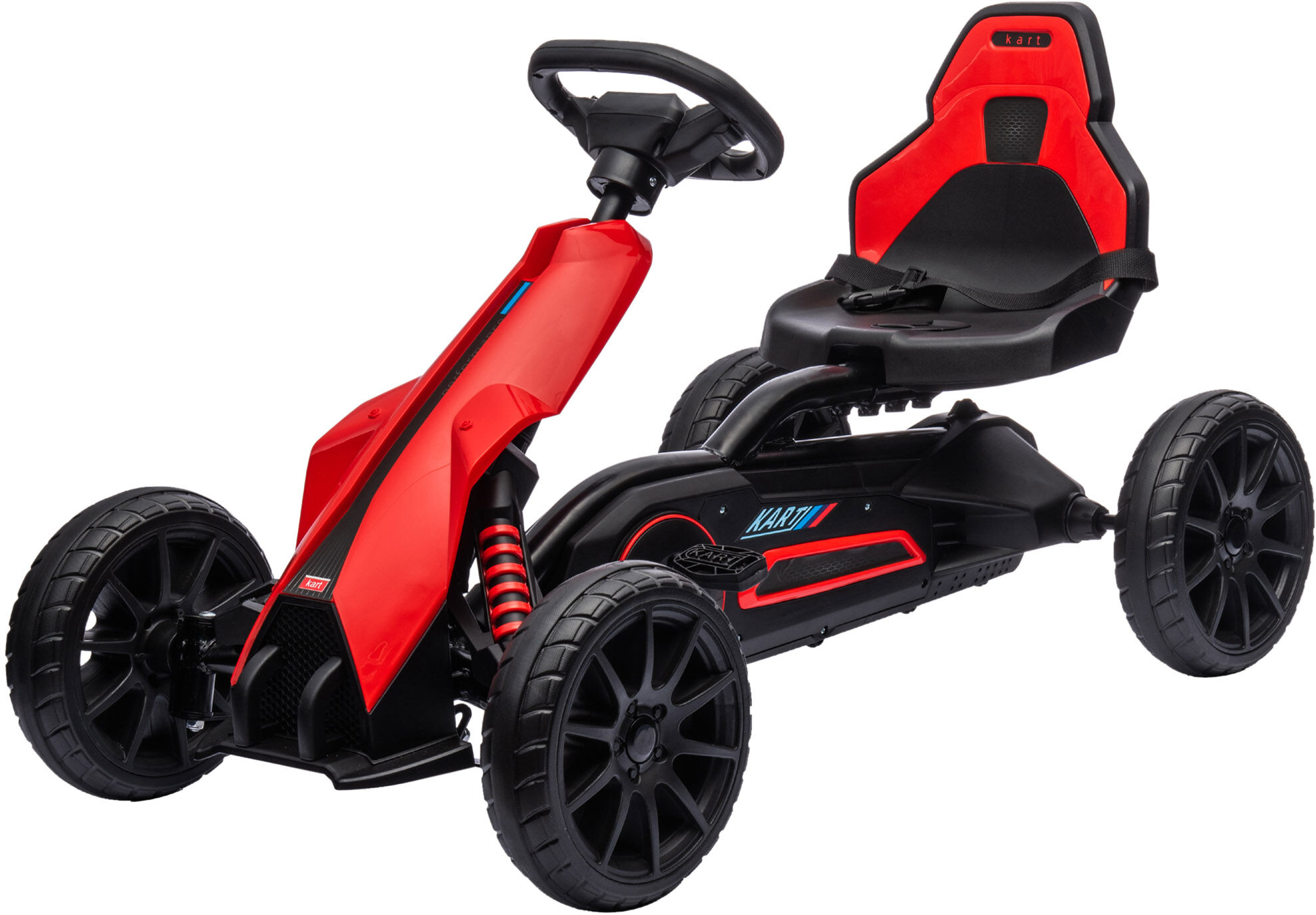 Homcom Go Kart a Pedali per Bambini 3-8 Anni con Sedile Regolabile e Ruote in EVA, 100x58x58.5 cm, Rosso Nero