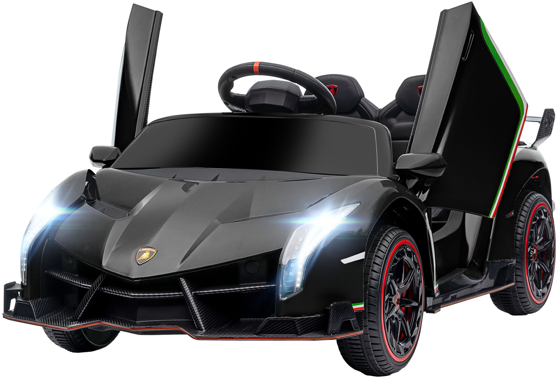 Homcom Macchina Elettrica per Bambini Lamborghini Veneno 12V con Telecomando, Età 3-6 Anni, Nero