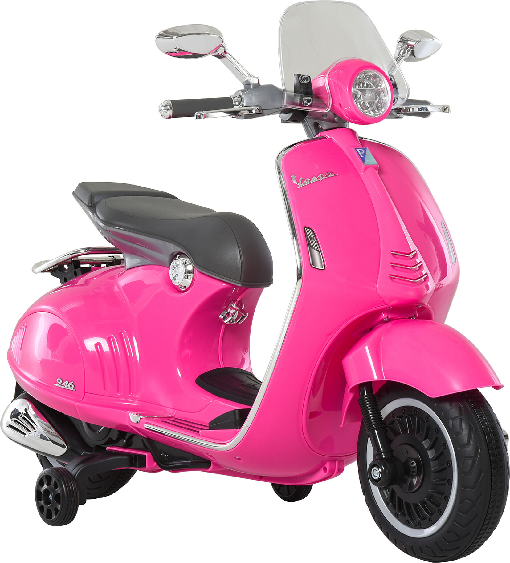 Homcom Moto Elettrica per Bambini con Licenza Ufficiale Vespa, 2 Rotelle, Luci e Suoni, 108x49x75 cm, Rosa