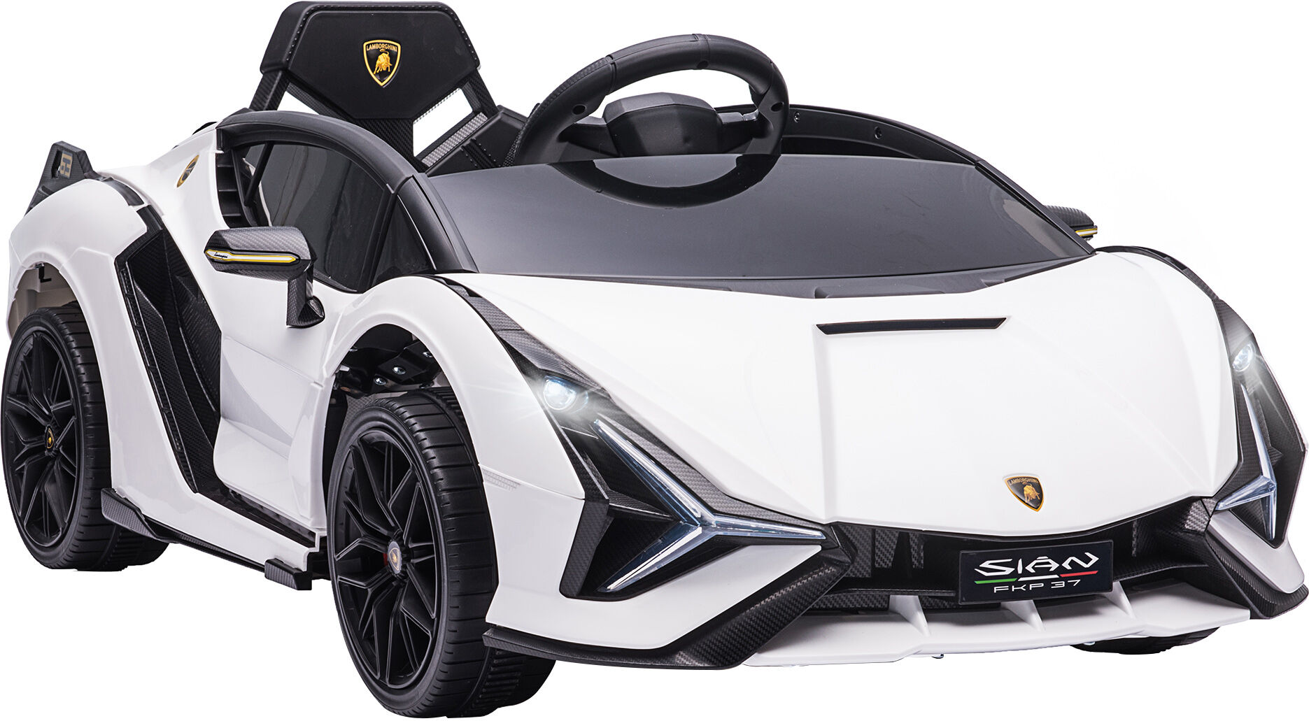 Homcom Macchina Elettrica per Bambini 3-5 Anni Lamborghini 12V con Telecomando e Velocità 3-8km/h, Bianco